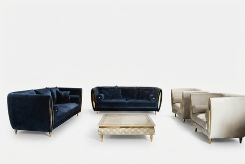 Sofagarnitur Sofa Couch 3 + 2 + 1 Wohnzimmer Designer Möbel Klassisch