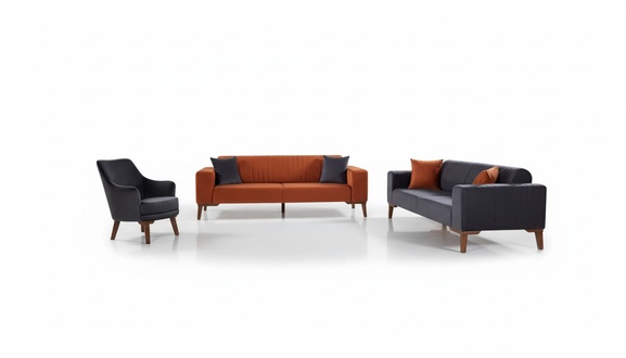 Sofagarnitur 3+3+1 Sitz Sofa Garnitur Stoff Set Polster Textil 3tlg
