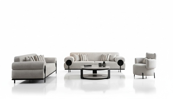 Sofagarnitur Sofa Set 2x Sofas 3 sitzer Sessel Couchtisch Weiß Wohnzimmer