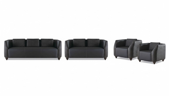 Sofagarnituren 3-Sitzer 2-Sitzer Sessel Schwarz Ledersofas Polster Couch
