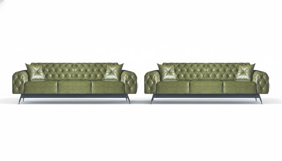 Sofagarnituren Chesterfield Sofa-Set 3-Sitzer Sofas Grün Klasssich Kissen
