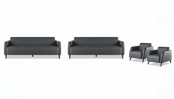 Sofagarnituren Schwarz 3-Sitzer 2-Sitzer Sessel Einfarbig Leder Set Sofas