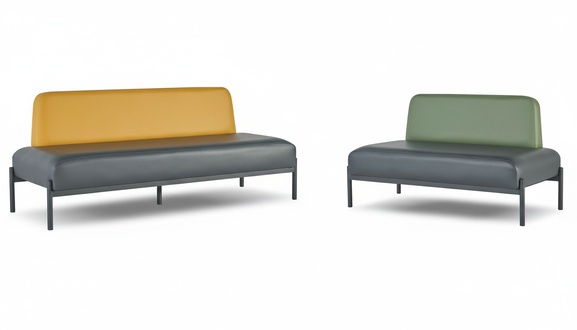 Sofagarnituren Schwarz Grün Gelb 3-Sitzer 2-Sitzer Art Deco Ledersofas