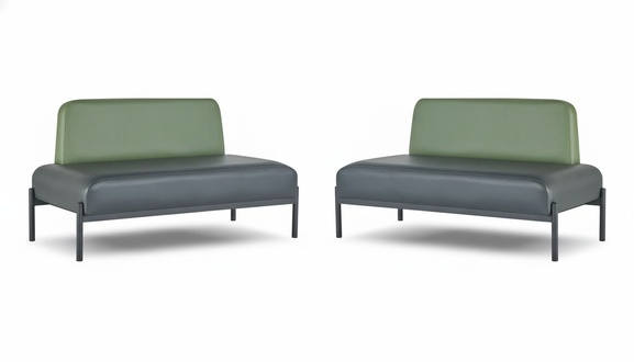 Sofas 2-Sitzer Schwarz Gelb Ledersofas Art Deco Edelstahl Leder Weich