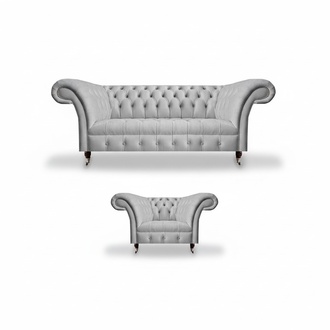 Sofas Komplett 2tlg Polstermöbel Grau Sessel mit Sofa Dreisitzer Couch