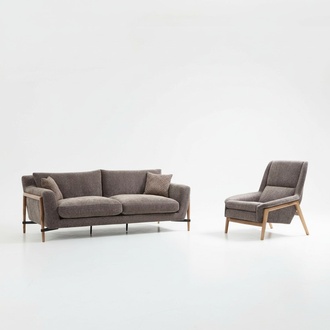 Sofas Sofagarnitur 4 Sitzer Sessel Viersitzer Stoff Wohnzimmer Grau