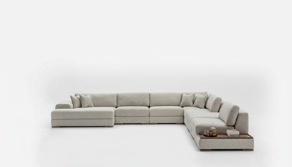 Sofas U Form Modern Design Möbel Luxus Wohnzimmer Grau Ecksofa Neu