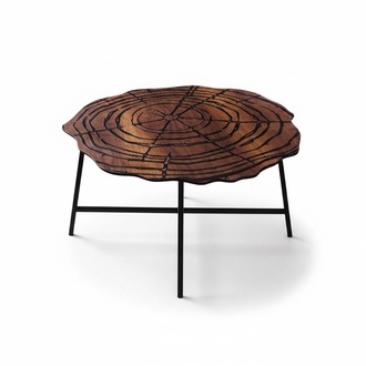 Sofatisch Beistelltisch Couchtisch Rund Holz Edelstahl Original Braun