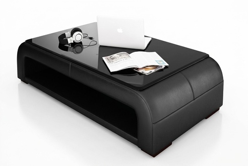 Sofatisch Design Tisch Wonzimmer Glas Leder Couch Beistell Sofa Kaffee