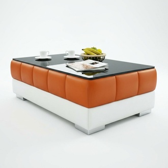 Sofatisch Design Tisch Wonzimmer Glas Leder Couch Sofa Beistell Kaffee