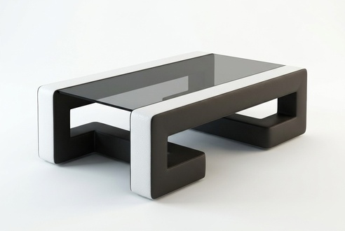 Sofatisch Design Tisch Wonzimmer Glas Leder Couch Beistell Sofa Kaffee