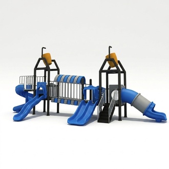 Spielplatz für Kinder Spielturm aus Plastik Rutscht ins Wasser