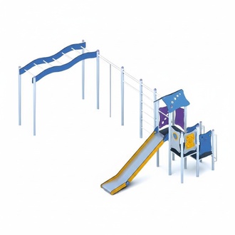 Spielplatz Rutschbahn Klettergerüst Spielbereich Bewegungsfläche Kletterpark