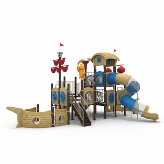 Spielturm mit Rutsche schiffsförmiger Spielplatz für Kinder Outdoor