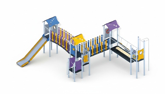 Spielzone Bewegungsfläche Freizeitgelände Spielturm mit Rutsche Kletterturm