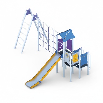 Spielzone Bewegungsfläche Freizeitgelände Spielturm mit Rutsche Kletterturm