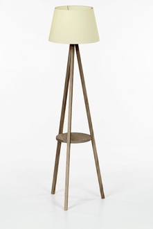 Stehlampe mit Regal aus Holz in Beige modern und stilvoll