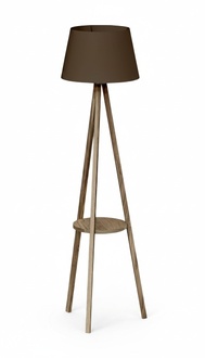 Stehlampe mit Regal aus Holz in Braun modern