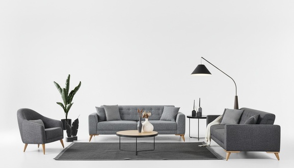 Stilvoll Wohnzimmer Luxus Möbel Grau Modern Design