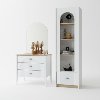 Stilvolle Kommode Bücherregal Set Modernes Design Weiß Elegantes Wohnen Möbel
