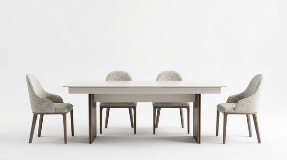 Stilvolle Küchenmöbel Designer Esstisch 4x Textil Stühle Edle Anrichte