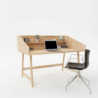 Stilvoller Hellbrauner Schreibtisch Designer Bürotische Luxus Holz Möbel