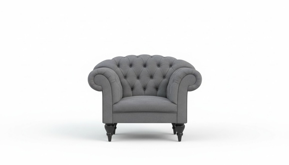 Stoff Chesterfield Couch Polster Sitz Sessel Textil Modern Sessel Blau 1 Sitzer