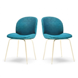2x Stuhl Gruppe Stühle Garnitur Textil Stoff Neu Gepolsterte Esszimmer