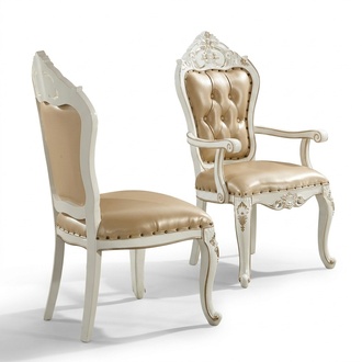 Stuhl Esszimmer Sessel Stühle Holz Beige Lehnstuhl Einsitzer Barock