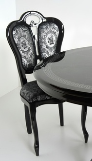 Stuhl Schwarz Silber Design Wohnzimmer Esszimmer Holz Stühle Polster