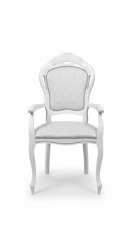 Stuhl Weiß Silber Design Wohnzimmer Esszimmer Holz Stühle Polster Made in Italy