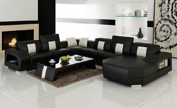 Wohnlandschaft Polster Ecke Eck Sofa Couch Garnitur Landschaft Leder