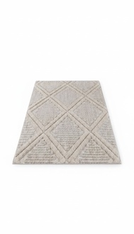 Teppich Rauten Design Kurzflor Wohnzimmer Schlafzimmer Natur Creme Farbe