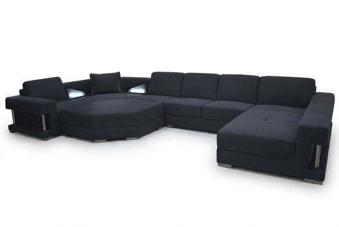 Textil Eckcouch Polster Wohnzimmer Couch Garnitur Eckgarnitur Sofa Couchen + USB