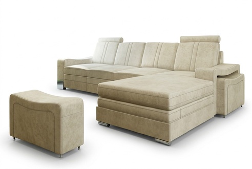 Textilcouch mit USB Stoffsofa Stoffcouch Ecksofa Sofa Polster Garnitur Ecke Neu