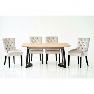 Tisch +6x Chesterfield Stuhl Gruppe Stühle Garnitur Polster Lehn Holz Esszimmer