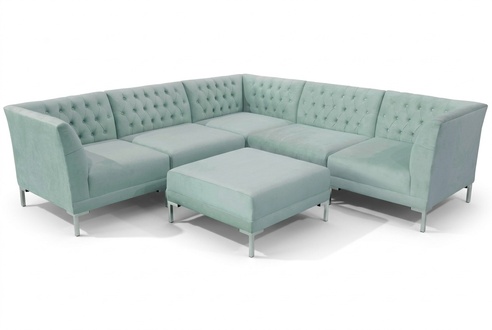 Turkis Blaue Eckcouch wohnzimmer Stil Möbel Chesterfield Landhaus Garnitur 2tlg.