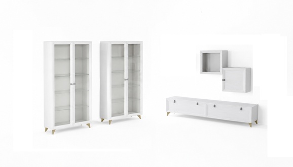 TV Ständer 2x Vitrine Modernes Wohnzimmer Set 2х Wandschränke 5tlg
