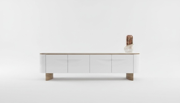 TV Ständer stilvoll RTV Lowboard Wohnwand Sideboard Weiß Holz Modern Design