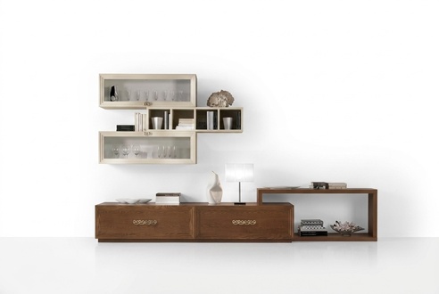 TV-Ständer Wandregal Moderne Wohnwand Wohnzimmer Set Modern 4tlg Holz