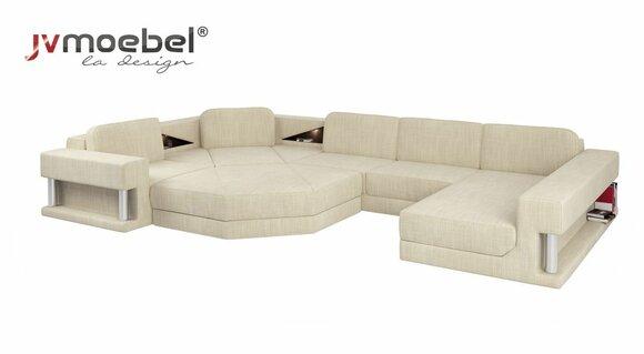 U-Form Sofa Couch Design Couch Textil Modern Polster Neu Wohnlandschaft Ecksofa