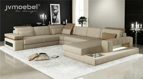 Wohnlandschaft U Form Ecksofa Sofa Couch Polster Ecke Wunderschöne XXL Stoff