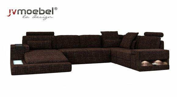 Ecksofa U-Form Moderne Sofa Ledersofa Ecksofa Polster Stoff Textil Design Sofa