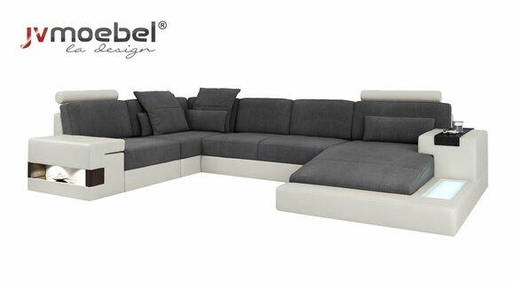Ecke Ecksofa U-Form Wohnlandschaft Sofa Couch Polster Stoff Sofas Leder Neu