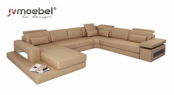 Wohnlandschaft U-Form Design Modern Sofa Couch Ecksofa Leder Polster Neu