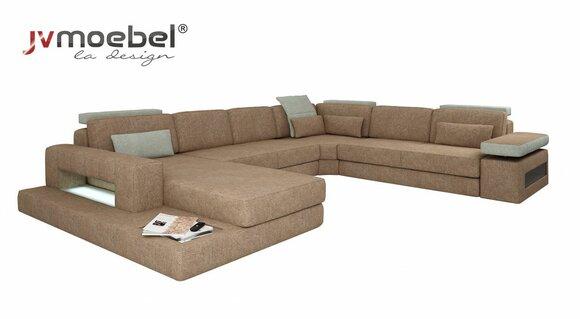 U Form Polster Couchen Textil Design Couch Ecksofa Wohnlandschaft Sofa Neu
