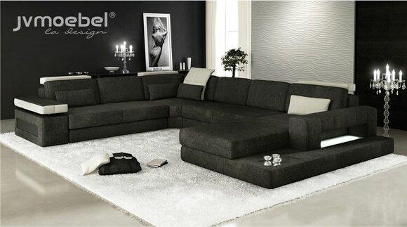 Wohnlandschaften Ecksofa Couch StoffLeder Polster Ecke Sofa U Form Neu