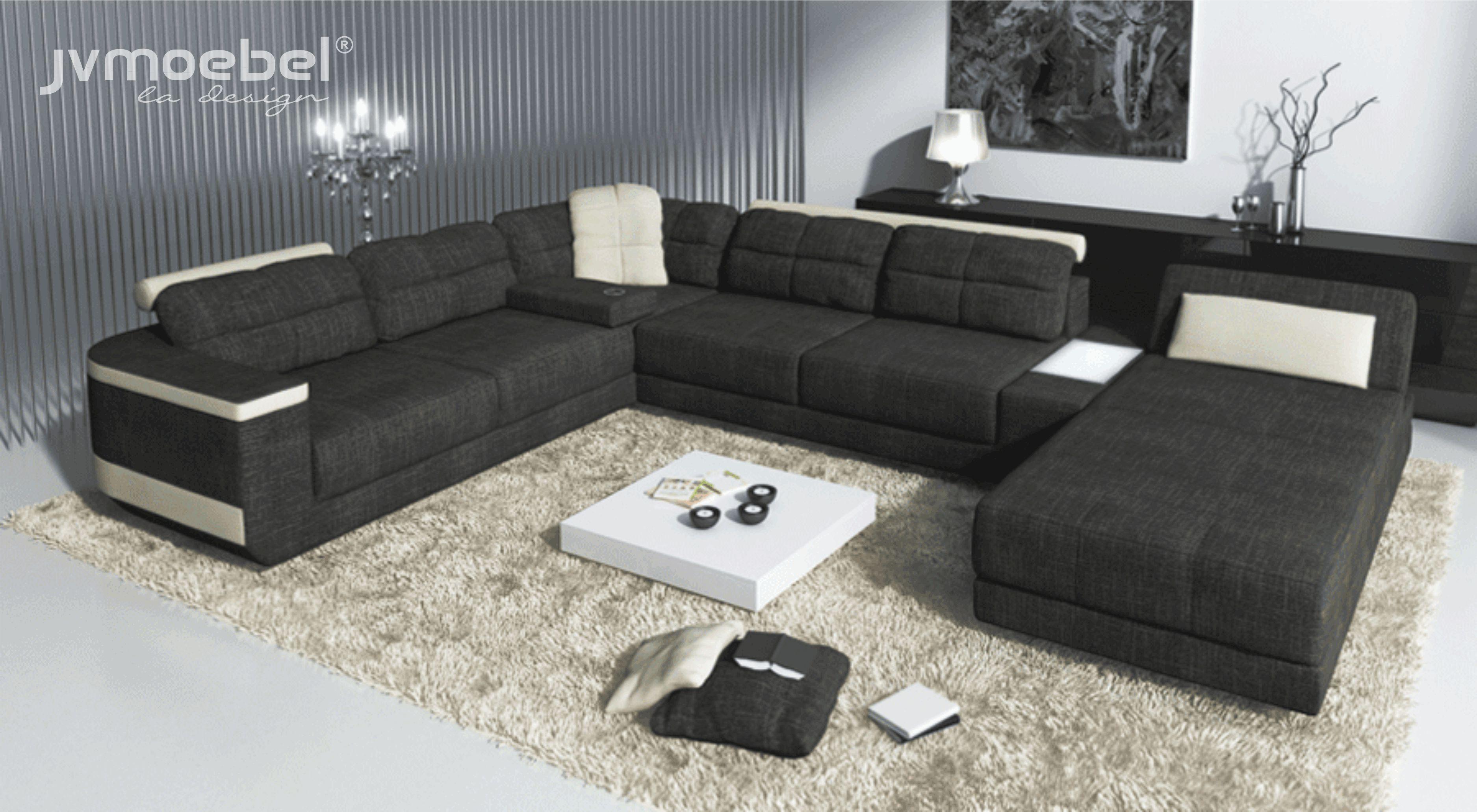 Designer U-Form Ecksofa XXL Wohnlandschaft Sofa Couch Polster Sofa Ecke Neu