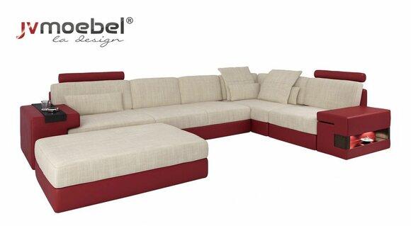 Moderne Sofaecke Set L-Form gepolsterte Sofas Couch Hocker Wohnzimmermöbel