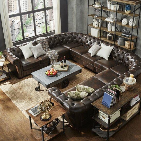 XXL Big Chesterfield Wohnlandschaft Couch Sofa Polster Eck Sitz